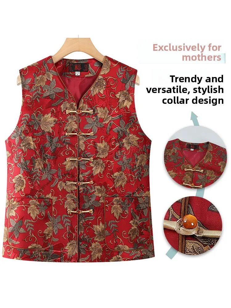 Ly feminino chinês sle vela colete outono faion outerwear jogo interno e mãe roupas solto ajuste redondo ne