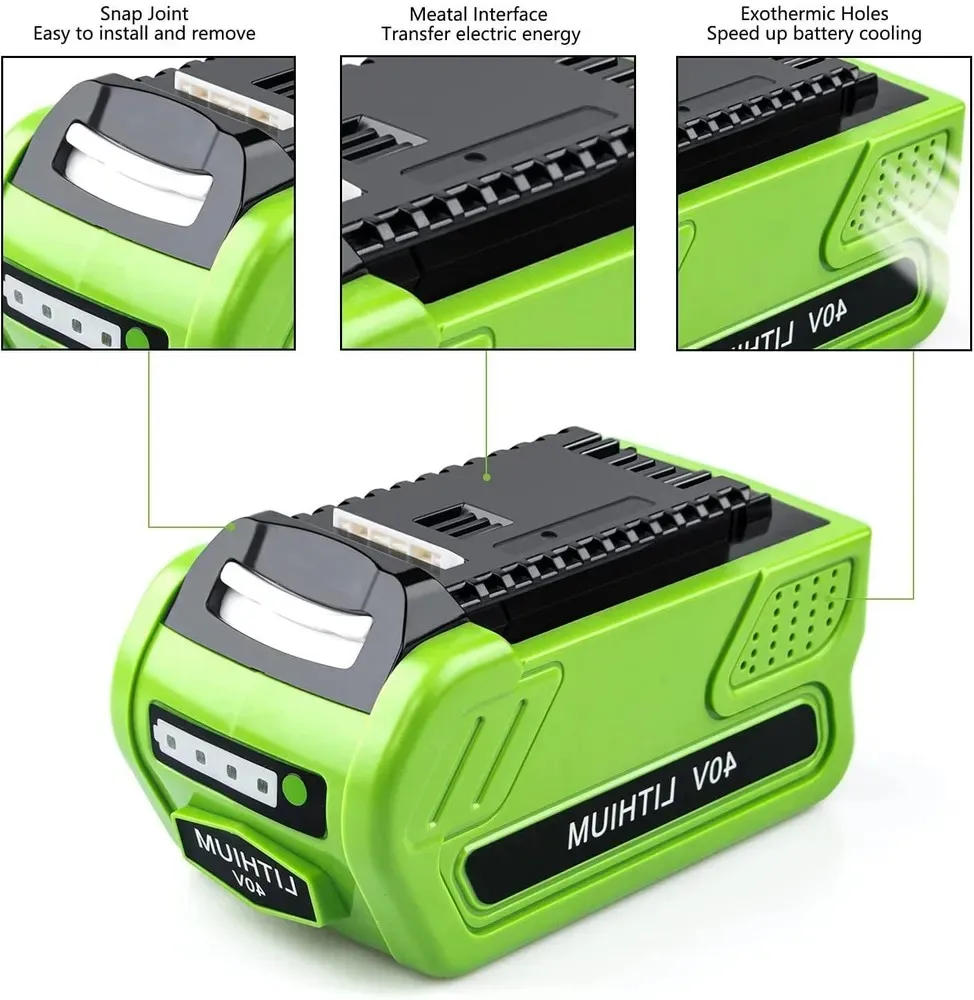 Greenworks 40V 6Ah Battery Greenworks G-MAX Lithium ion Battery Manufacturer Lawn Mower Power Tools Battery Replacement