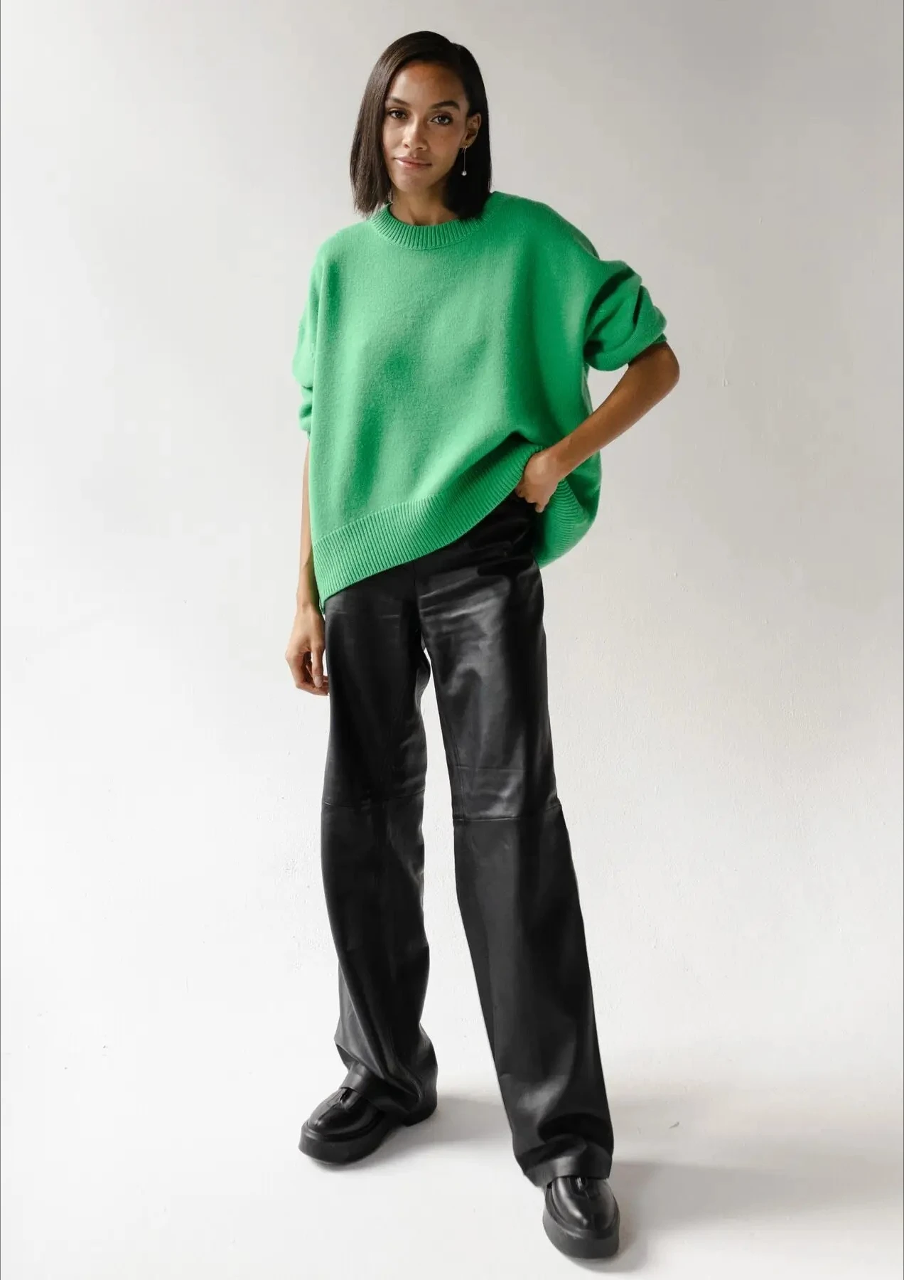 

Autumn Winter Fashion Comfortable Loose Fit round Neck Solid Color Knitwear Women's Cotton Cashmere Blend Long Sleeve Sweater