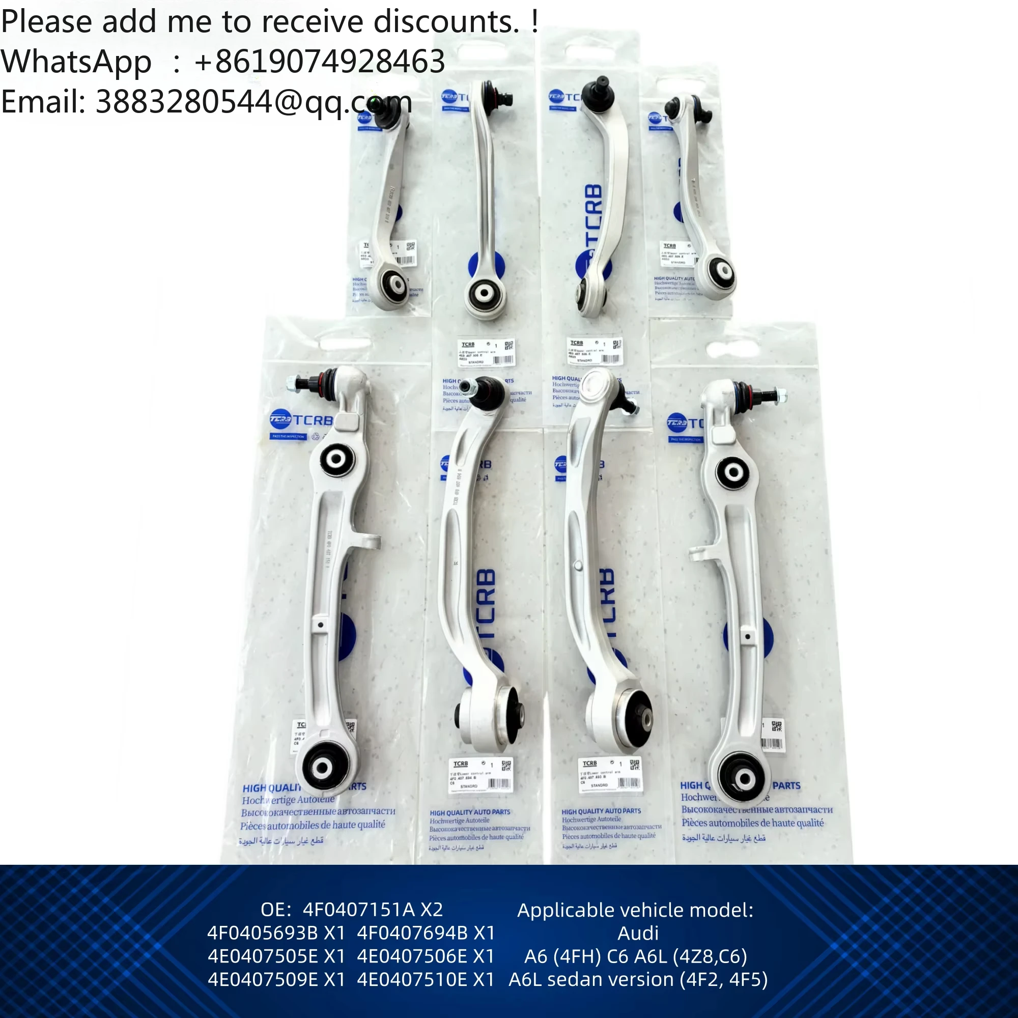 

TCRB 8 Pieces 4F0407151A Upper And Lower Arms For Audi A6 C6 4F0407693B 4F0407694B 4E0407505E 4E0407506E 4E0407509E 4E0407510E