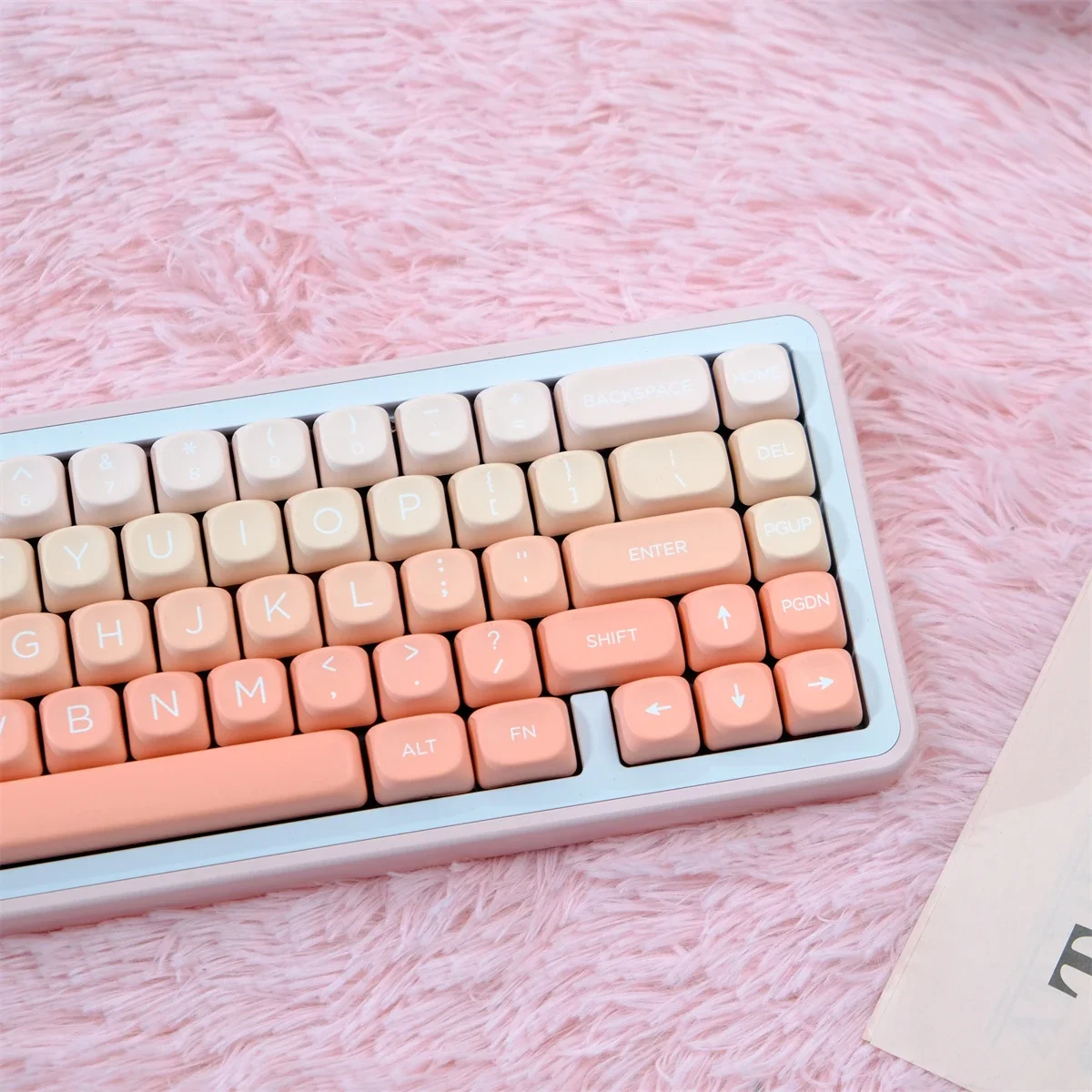 PBT Material 126 Keys Rouge pink Gradient Color Dye Sublimation MOA Profile Keycaps Set For MX Switches GK75 GK96 Keyboard