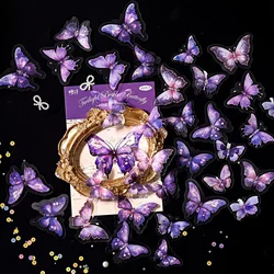 Journamm 40pcs/pack PET Butterfly Stickers DIY Scrapbooking Collage Junk Journal Planner Decorative Materials Sticker Stationery