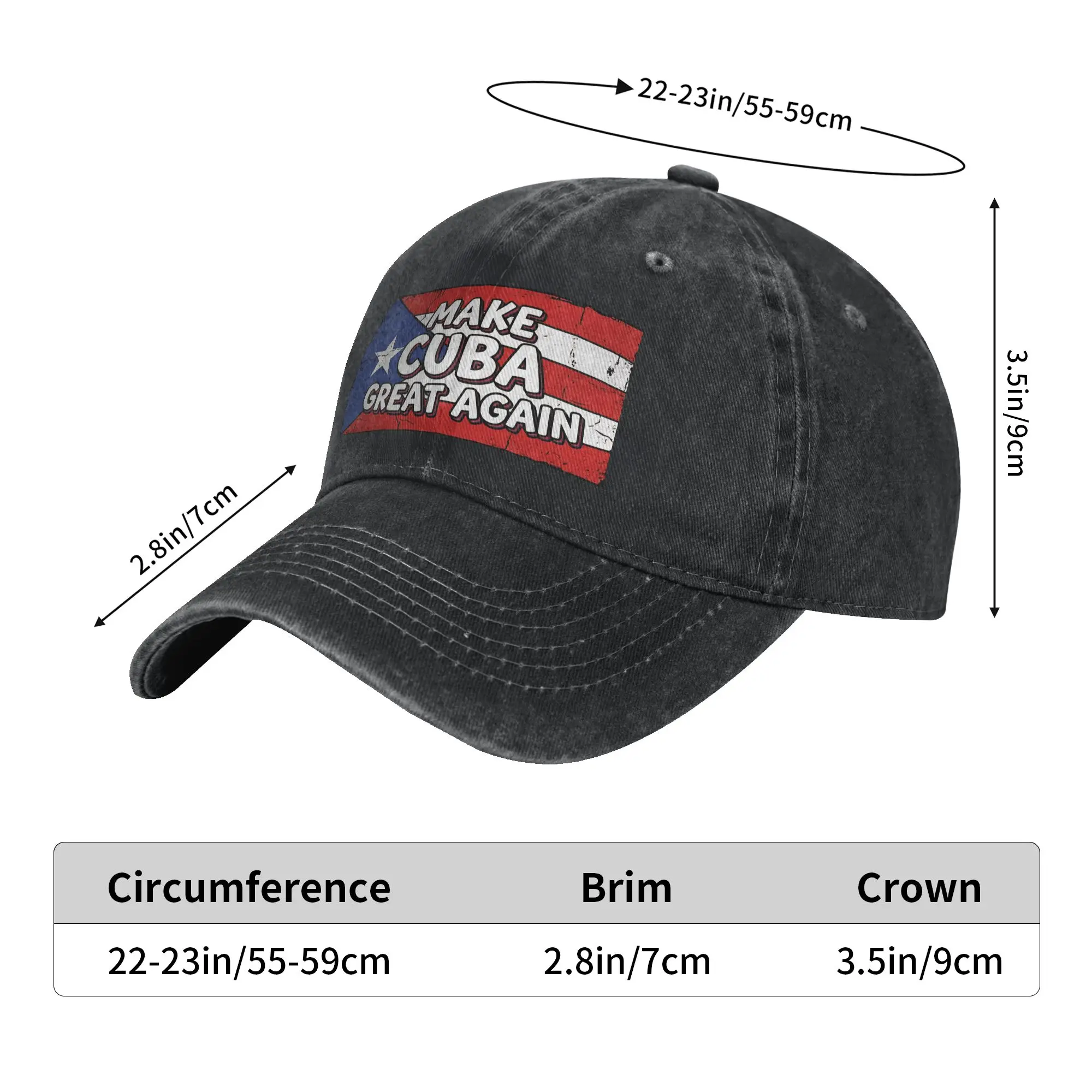 Summer Make Cuba Great Again Baseball Cap Sun  Washed Trucker Hat Couple Women Street Style Running Hippie Baseball Caps