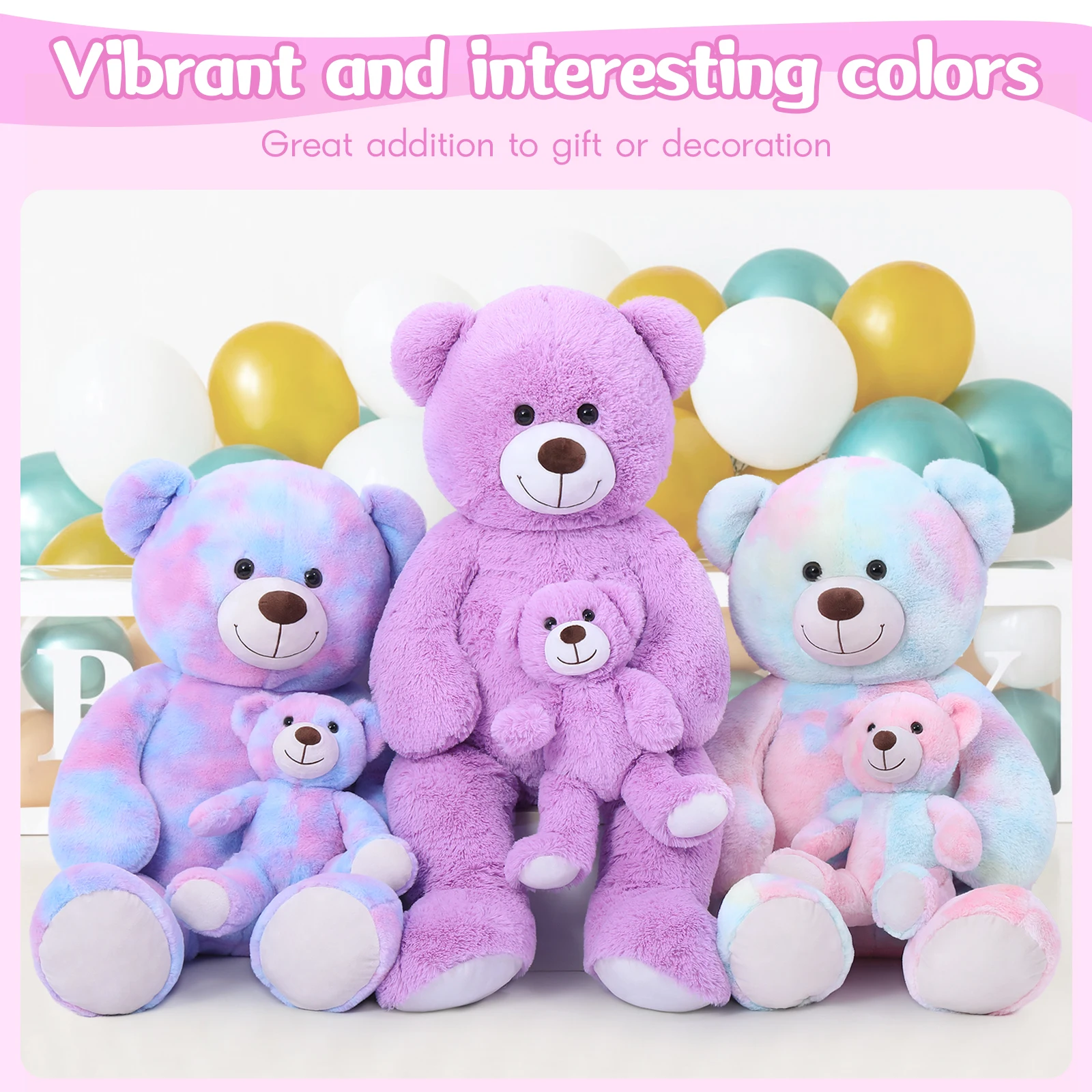 テジトゥール巨大ぬいぐるみ39インチ、大きなテディベアママと赤ちゃん、子供向けの大きなぬいぐるみ、母の日の彼女へのプレゼント、バレンタインデー