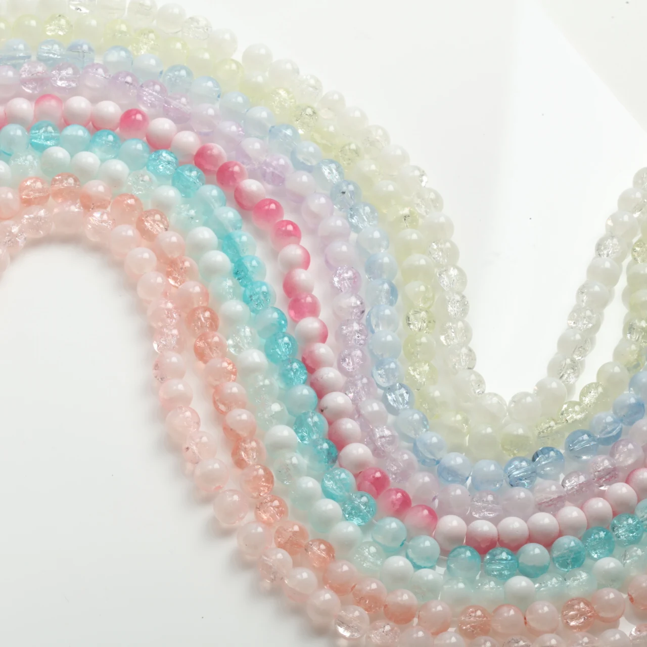 8mm Milky Translucent Crackle Glass Beads 120-960pcs Round Spacer Beads for DIY Bracelet Earring Necklace Beading Supplies
