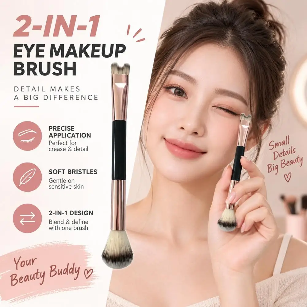 U Shaped Dual Ended Nose Contour Brush Black for Precise High Nose Bridge Powder Foundation Concealer Makeup Tool ﻿