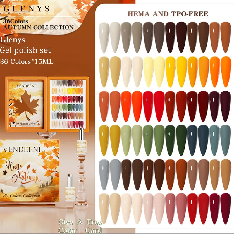 

Набор гель-лаков Glenys 36 цветов: популярный гель для маникюра, карта цветов, незаменимый для салонов красоты, набор для изучения нейл-арта
