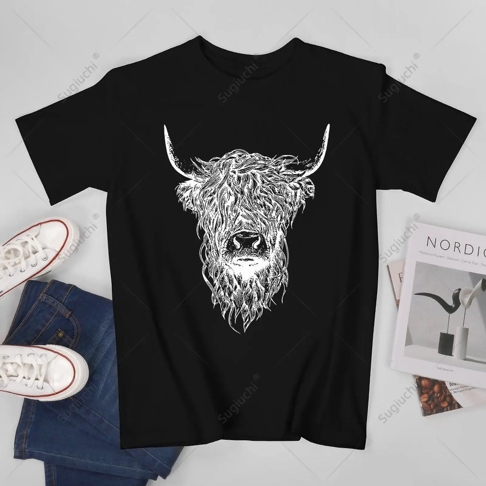Unisex hombres escoceses tierras altas escocesas ganado Animal vaca camiseta camisetas mujeres niños 100% Camiseta de algodón