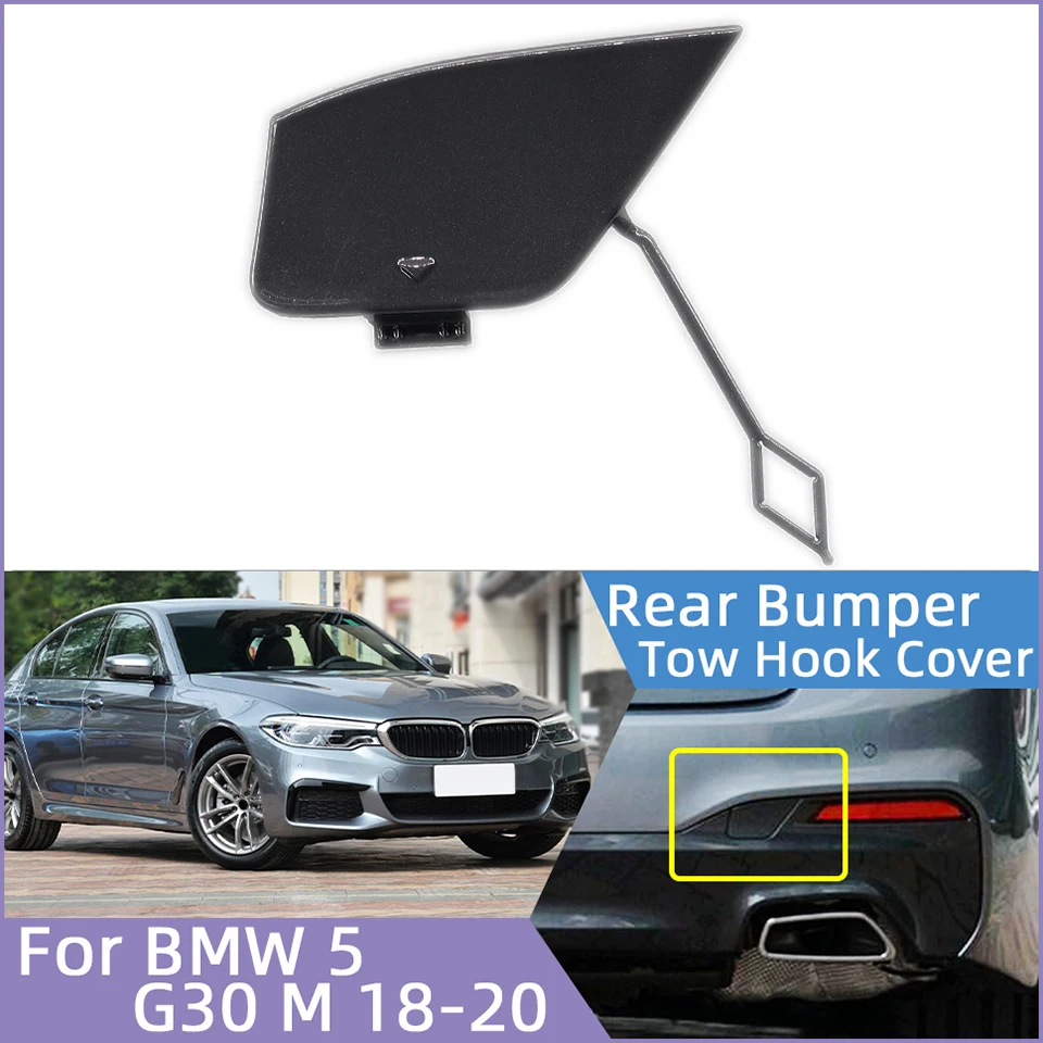 

For BMW 5 Series G30 M Sport 525i 528i 530i 540 2018-2020 Rear Bumper Tow Hook Eye Cover Cap Towing Hauling Trailer Lid Trim