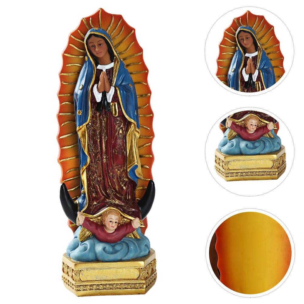 Jungfrau Maria Statue Harz 6,3 Zoll feine Handwerkskunst religiöse Dekoration für Schreibtisch Regal Kirche Katholizismus Schmuck