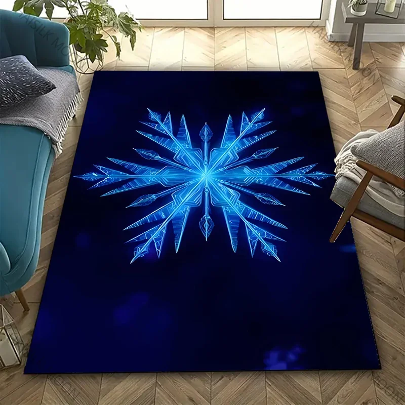 

3D HD Printing Snowflake Printed Carpet,Rug for Living Room Bedroom, Office Large Areas,Durable Machine Washable Mat Nice Gifts