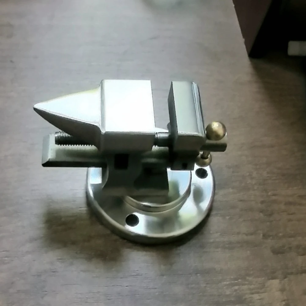 Adjustable Desktop Mini Bench Clamp 304 Stainless Steel Pliers with Anvil 1 Inch Swivel Base for Watch Repair DIY Handcraft Work