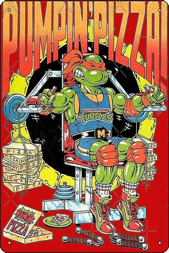Pumpin Pizza! Poster Funny Metal Tin Sign for Home Kitchen Bar Room Garage Decor ;