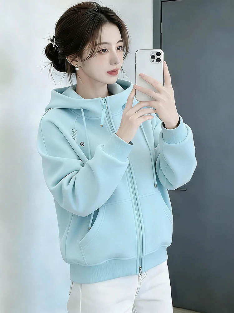 

Модный женский кардиган с капюшоном, весенняя новинка, уникальный дизайн, теплая верхняя одежда для повседневной носки, стандартный крой, длинный рукав