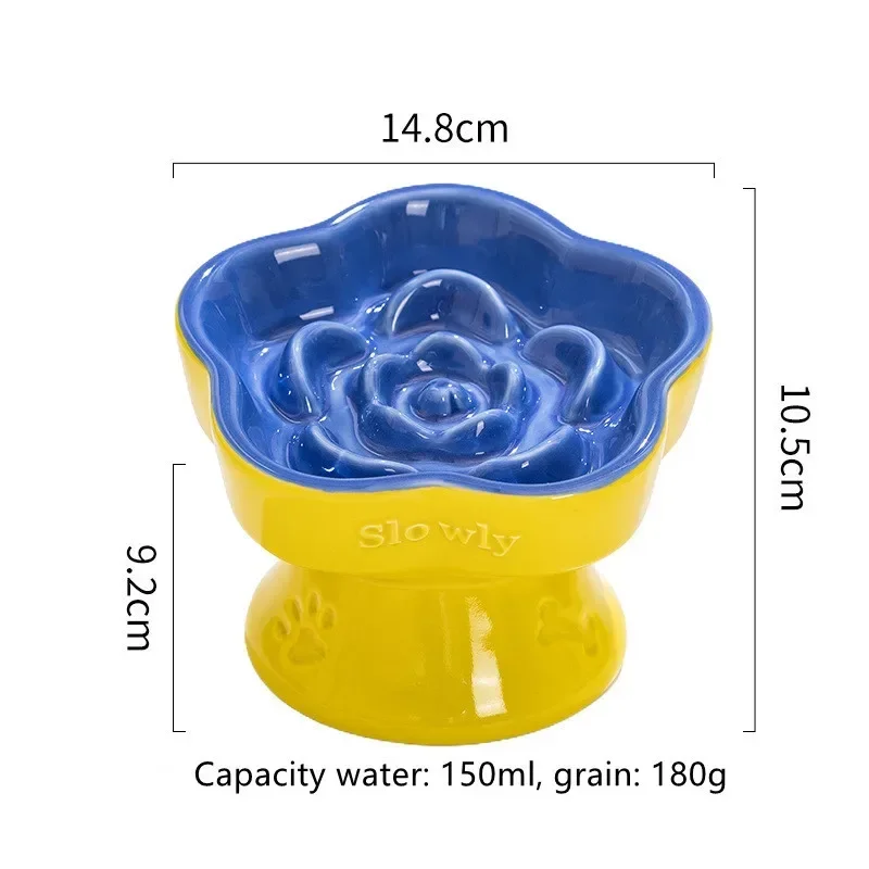 New Pet Feeding Slow Bowl Creative Flower-Shaped Dog Cat Feeder Ceramics Water Bowl Kitten Food Container Pet Accessories