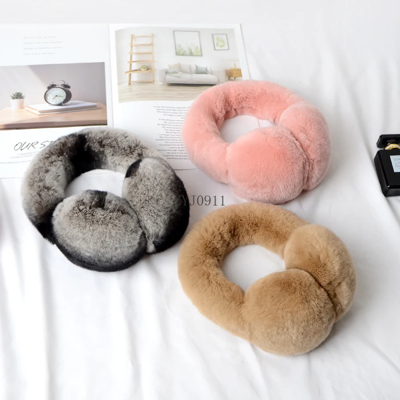 Natural 100% Rex Rabbit Fur Earmuffs Women Fashion Men Warm Russia Winter Real Fur Earmuffs Children Ear Cover fur Earlap Girl