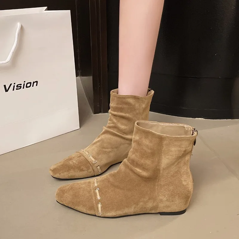 

2025 Новые модные ботильоны с темпераментным и универсальным дизайном, осенние и зимние узкие ботинки в стиле ретро женские ботинки