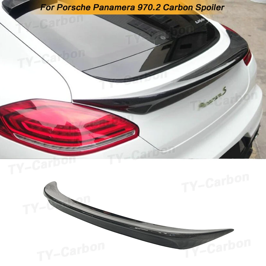 Real Carbon Fiber Car Rear Roof Spoiler Wing Trunk Lid Cover Flap Splitter Lip Trim For Porsche 970 Panamera 970.2 2014-2016