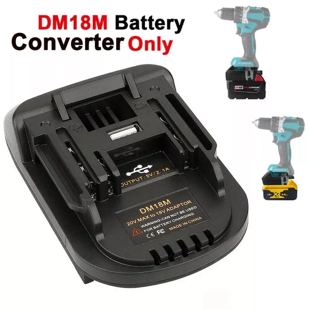 Electric tool converter DM18M battery adapter, for converting Milwaukee Dewalt 18V to Makita 18V BL1830 BL1860 battery adapters