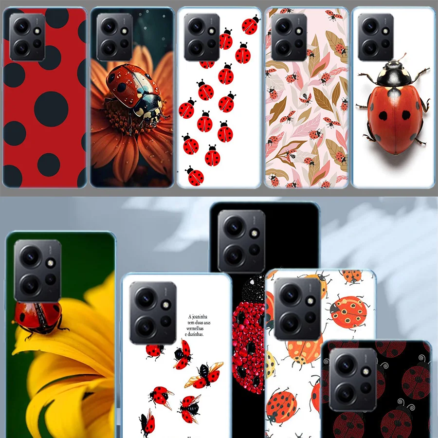 Insect Seven-star ladybug Painted Colourful Luxury Phone For Xiaomi Redmi Note 13 Pro 5G Plus 12 12C 10 10A 10C 9 9A 9C 9T 8 8A