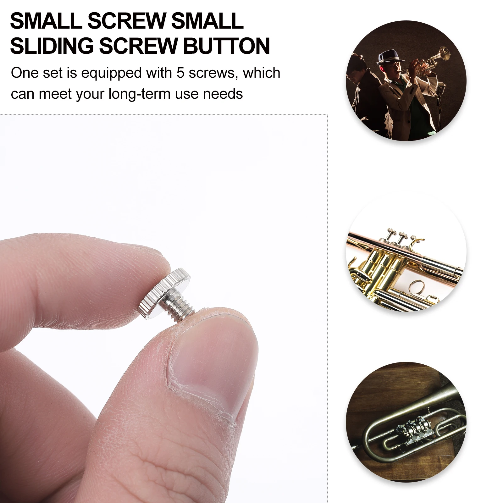 

5 Sliding Screw Buttons Trumpet Accessories High Quality Metal Durable Smooth Easy Install 5 Screws Set Long Use Piston Slide