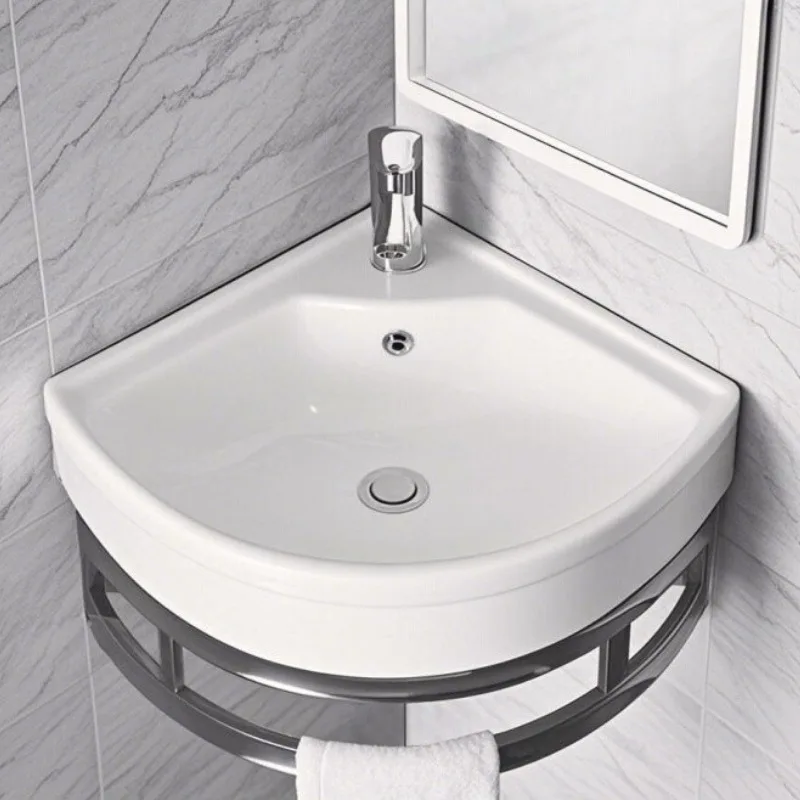 

Mini Wall Mounted Bathroom Sinks Corner Ceramic Basin Countertop Washbasin Wear Resistant Bathroom Washbasin Tub Household Using