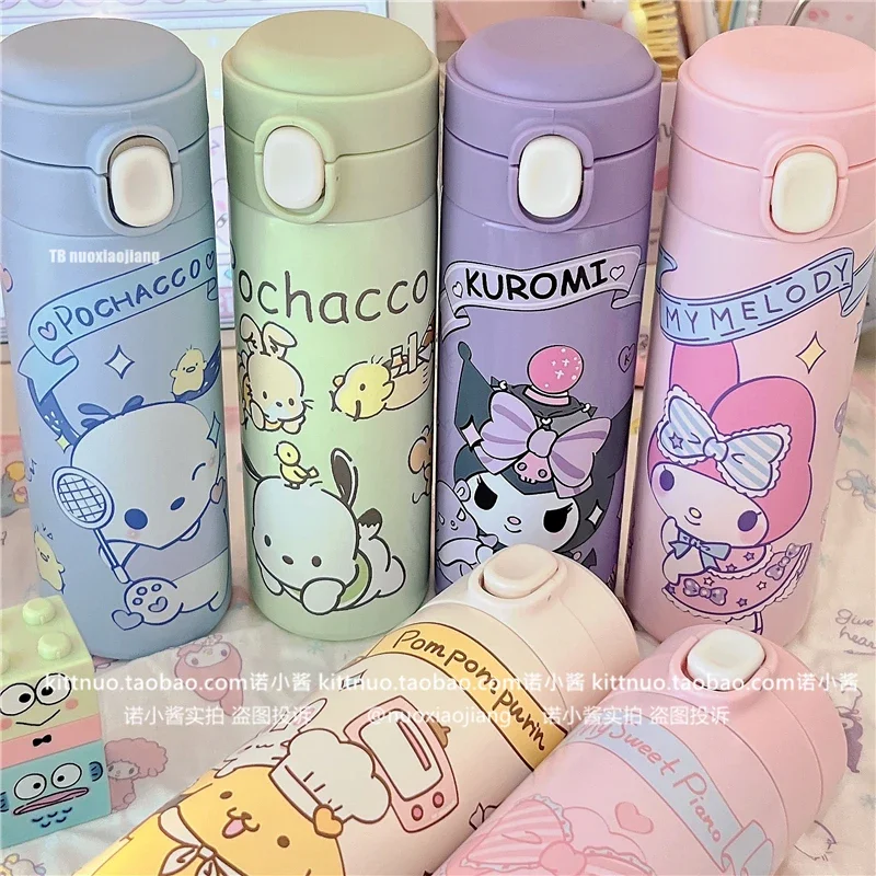 

New Sanrio Cinnamoroll Insulation Cup Cartoon Kuromi Pochacco 304 Stainless Insulated Water Cup My Melody Pom Pom Purin