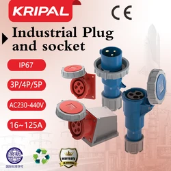 Kripal Plugue Industrial e CEE soquete macho e fêmea conector elétrico, Tomada de parede, 3Pin, 4Pin, 5Pin, 16A, 32A