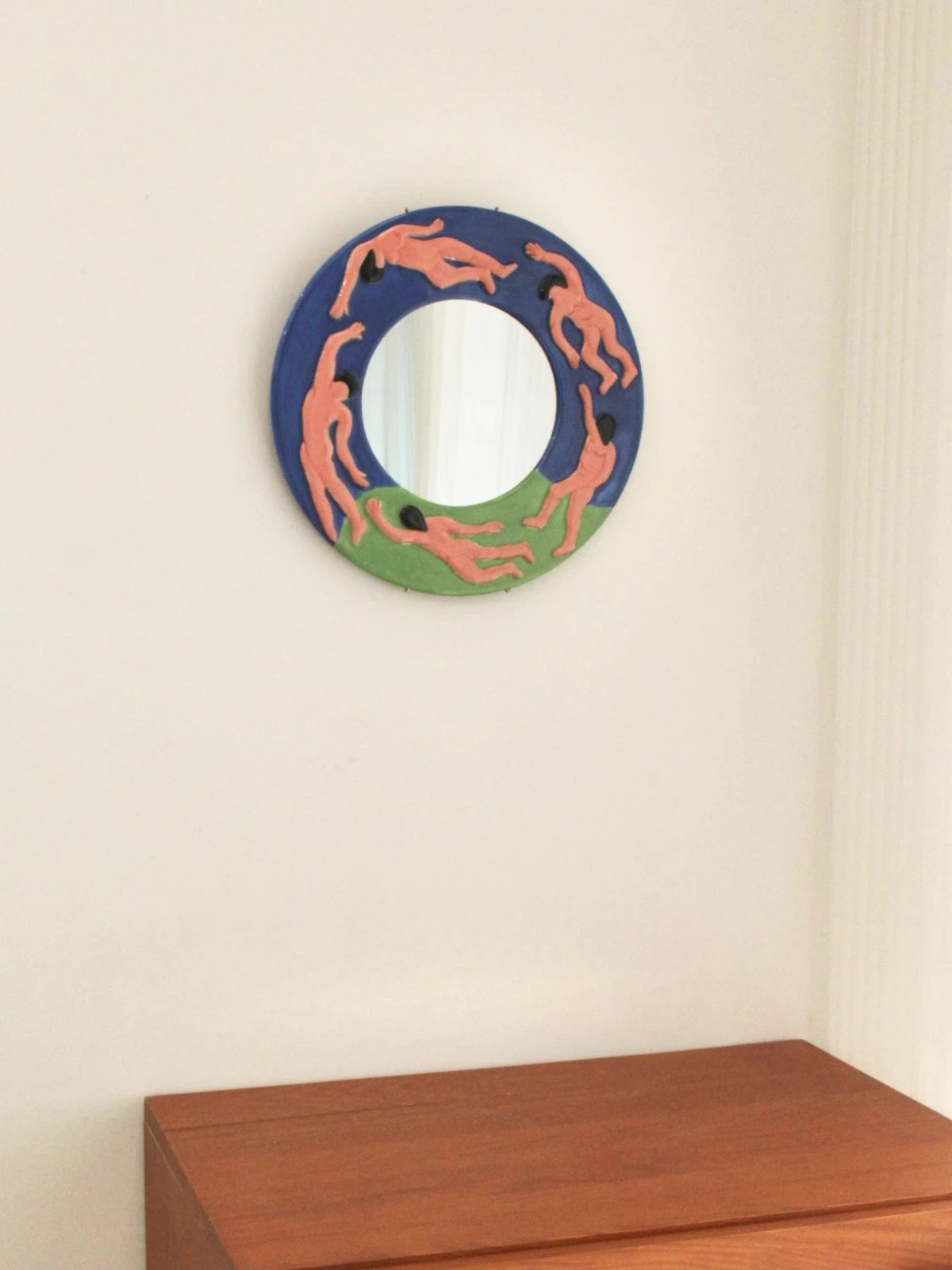 مرآة سيراميك فنية مرسومة يدويًا لغرفة المعيشة وغرفة النوم معلقة على الحائط مرآة تمثال نصفي مزخرفة #3