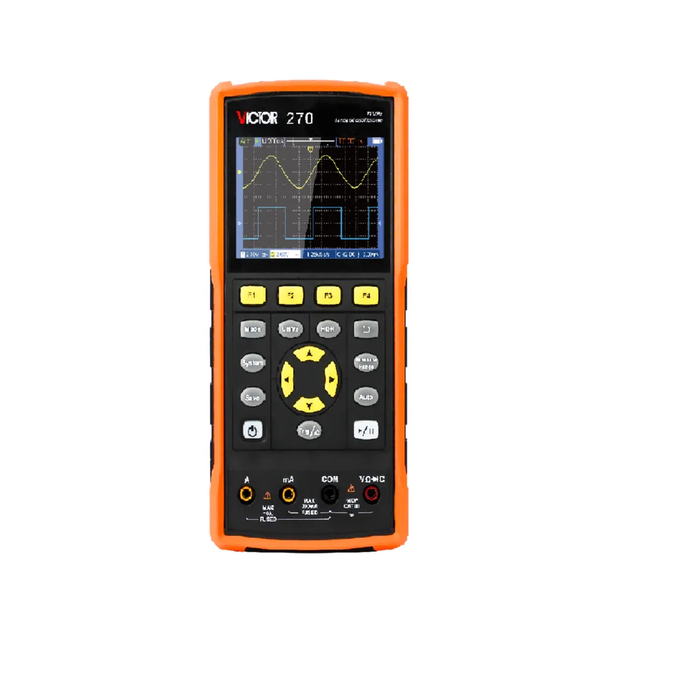 VICTOR new 270 band multimeter 70mhz bandwidth probe coefficient 1X 10X 100X 1000X handheld 14 bit oscilloscope