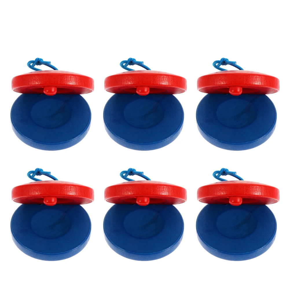 6pcs Wooden Castanets for Kids Children's Percussion Toys Wood Instruments Music Education Toy Creative Funny Baby Preschool