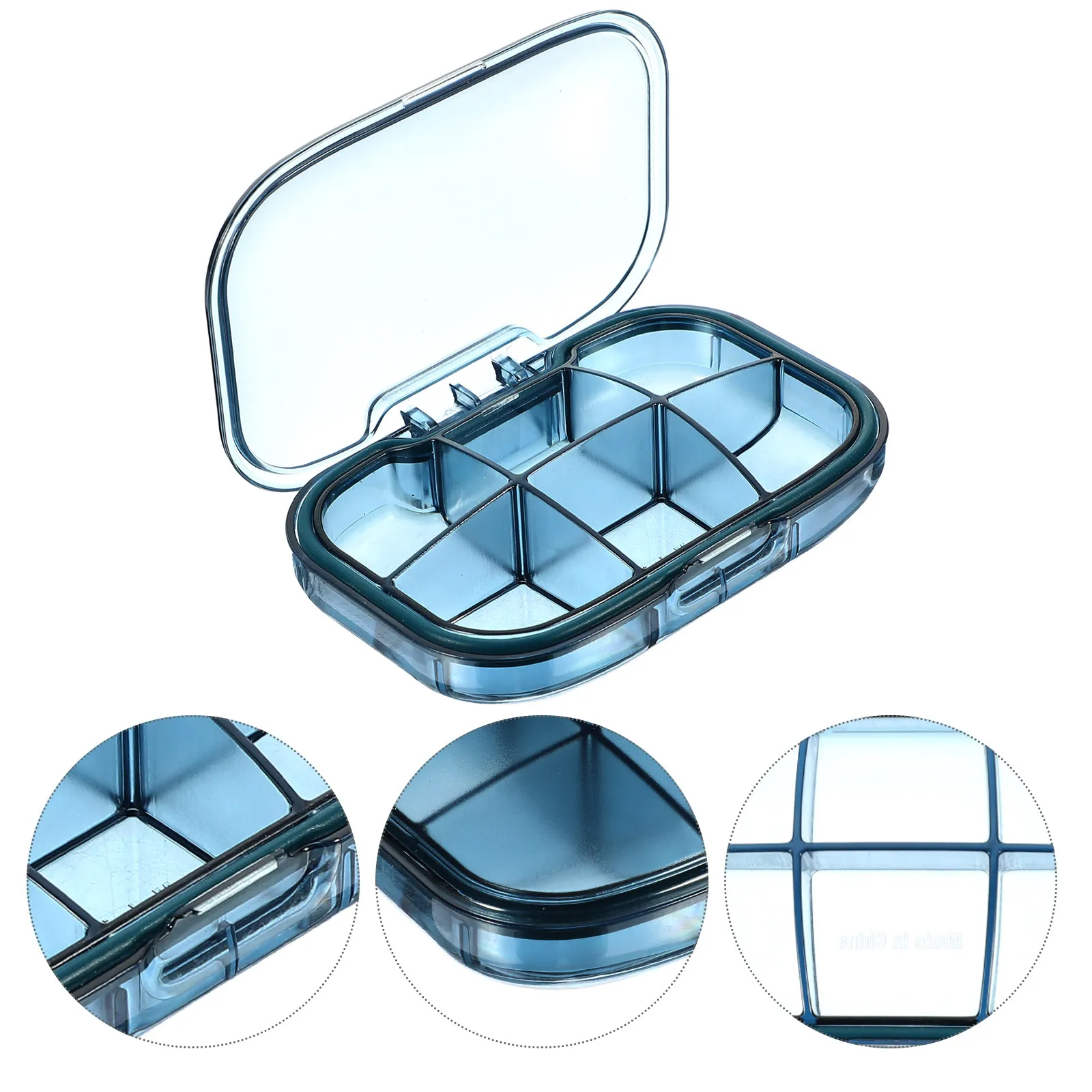 Sealed Travel Pills Case with 6 Isolation Sections Food Grade Material Portable Lightweight Moisture Proof Dustproof Small