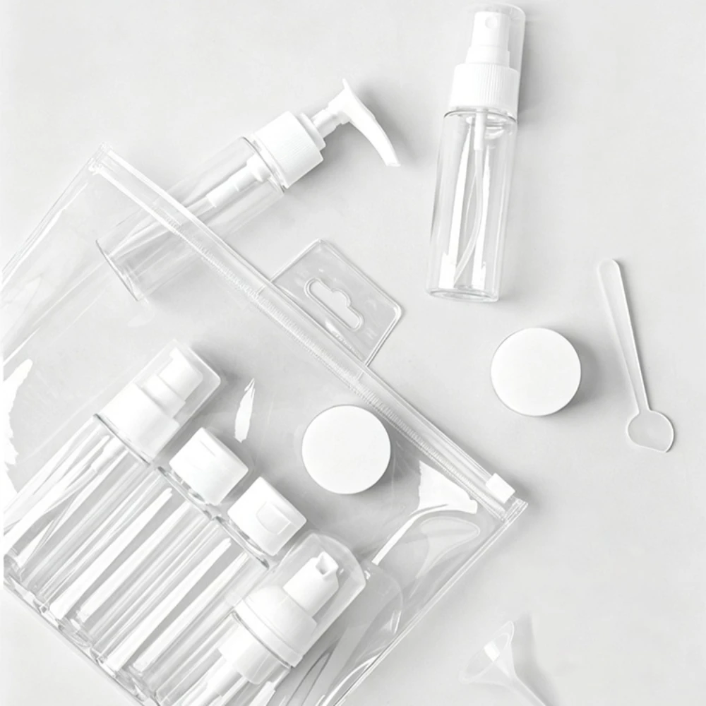 New Refillable Travel Set Bottles Kit Leak-Proof Portable Clear Travel Cosmetic Containers for Shampoo Lotion Spray Foam Pump