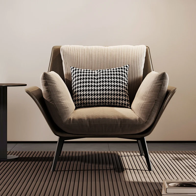 

sofa leisure chair, designer living room, light luxury balcony, creative Internet celebrity saddle leather, single chair