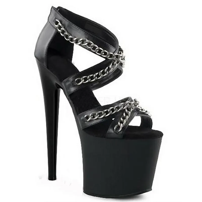 20cm sexy Gladiator 8-inch heels, stilettos Pole dance/Runway/Model sandals/chain embellished dancer sandals