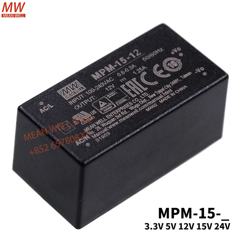 

Оригинальный MEAN WELL 15 Вт, высоконадельный зеленый инкапсулированный тип MPM-15-5 MPM-15-12 MPM-15-15 MPM-10-24