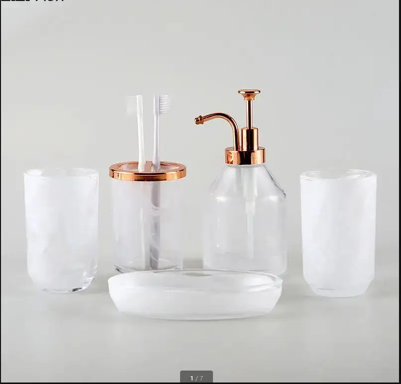 

Glass Wash Kit Hotel Soap Dispenser Dish Rinse Cup Set Bathroom Five Piece Home Accessories