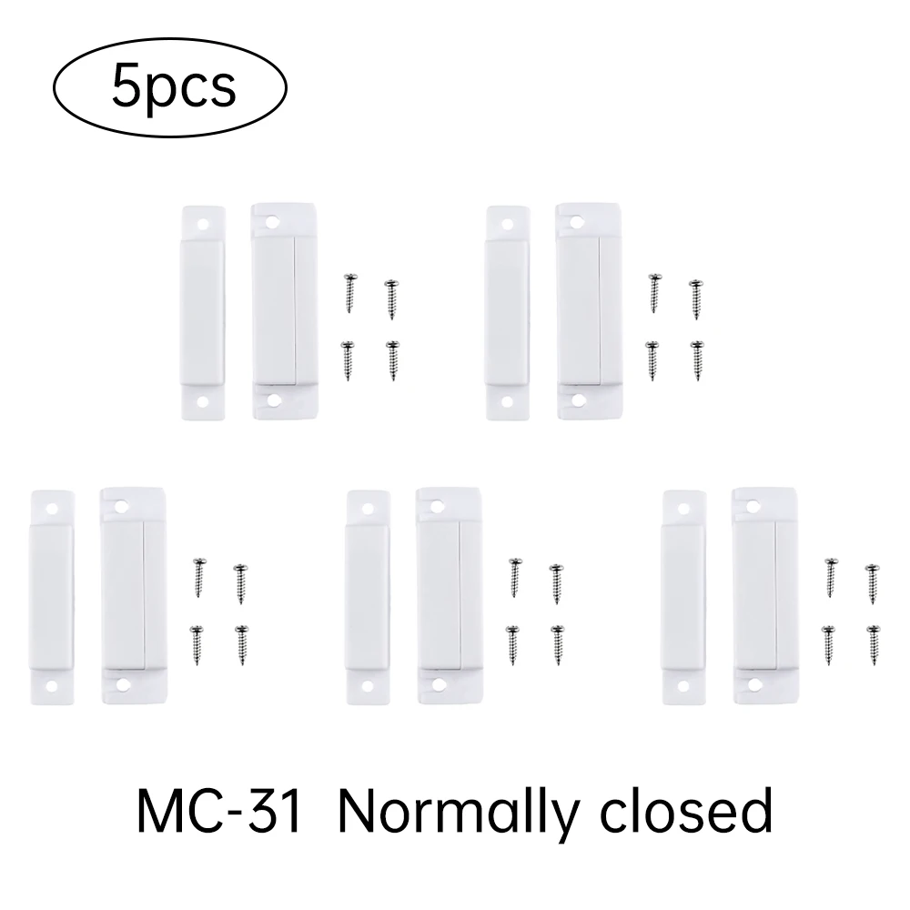 5PCS Wykrywacz Przewodowych Drzwi Czujnik Okna Magnetyczny Czujnik Kontaktu Drzwi Przełącznik Bezpieczeństwa System Alarmowy Zestaw Normalnie Zamknięty/Otwarty