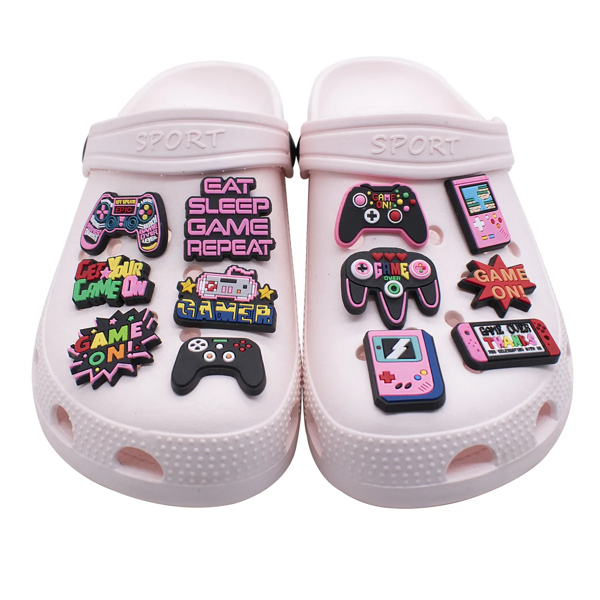 23pcs/set Game Console Pink Shoe Decoration Designer for Shoe Charms Accessories for Classic Clog Kids Gift Hot Sale