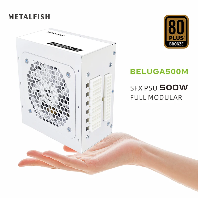 

METALFISH Full-Modular SFX-500W PSU 80Plus Bronze White Power Supply For Mini ITX Chassis Small Computer Case 100/220V