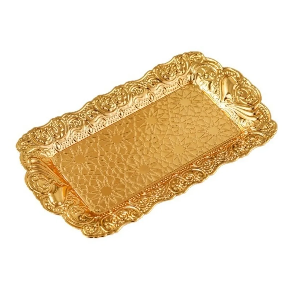 3D Embossed Metal Serving Trays Iron Ring Earrings Storage Cake Dessert Plates Lightweight Retro Jewelry Storage Plate