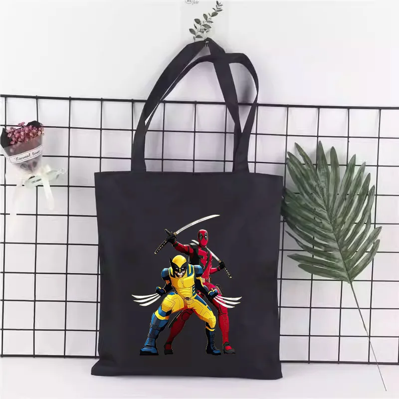 Deadpool Wolverine uomo donna borsa a tracolla Disney Marvel Cartoon Print Kids Girl Shopping Pack tessuto di stoffa Hand Vogue Canvas Bag