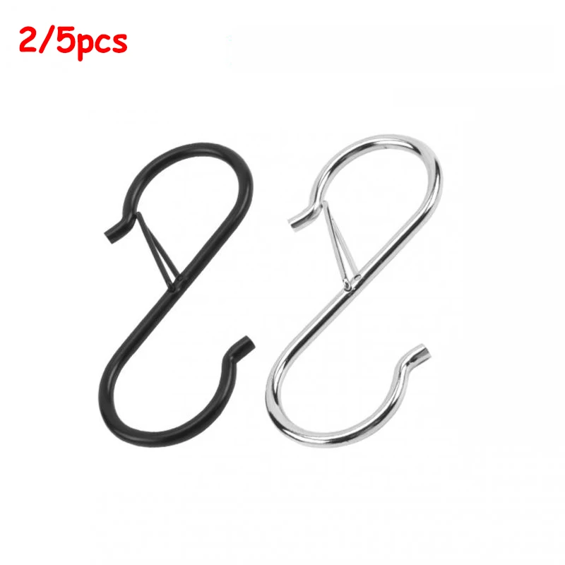 2/5pc Metal Hanging Hooks S Shaped Hanger Hook Hanging Heavy Duty Hooks Clasp For Kitchen Pot Shelf Home Bathroom Storage Hook