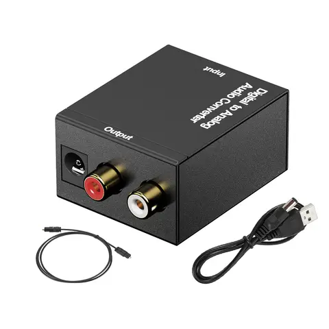 RCA Dijital Optik Koaksiyel Sinyal Analog DAC SPDIF Stereo 2 * RCA Ses Dönüştürücü Adaptör Fiber Optik Kablo 3.5 MM Jack