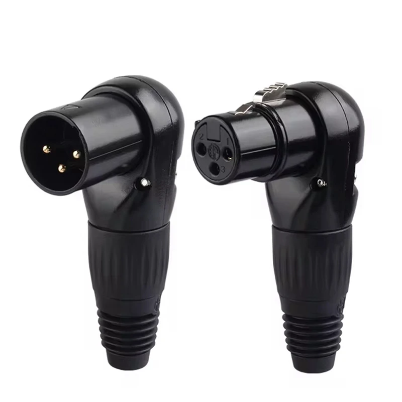 L-Type 3 Pin XLR Male/ Female Connector Mic Cable 90 Degree Audio Wire Connector For Speaker Systems XLR Plug