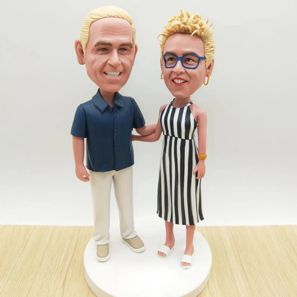 

Personalized Figurines Handmade Clay Figurine Gift for Husband Wife Wedding Anniversary Custom Bobblehead Figurines Art