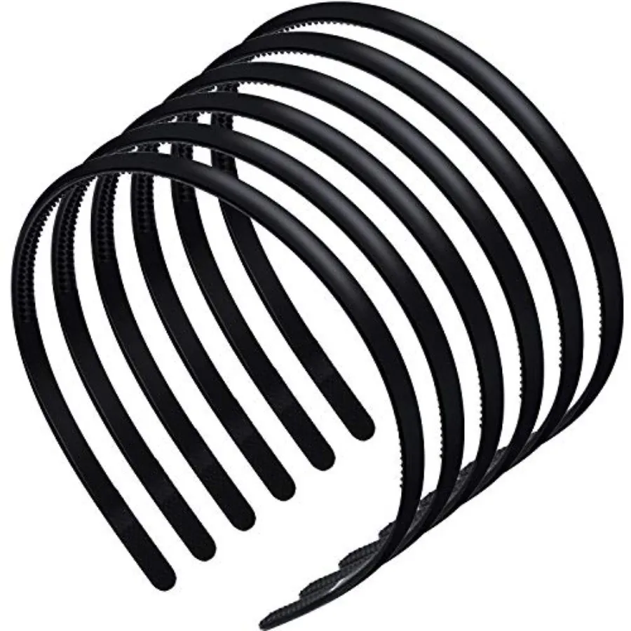 

6 Pieces Plastic Headbands for Women Thin Headband with Teeth Plain Head Bands for Halloween Christmas Women's Hair 8 mm, Rubbe