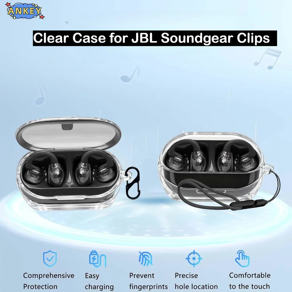 Чехол для JBL Soundgear Clips, защитный прозрачный чехол из ТПУ, чехол для Bluetooth-наушников, портативный чехол для наушников с ручкой для чистки