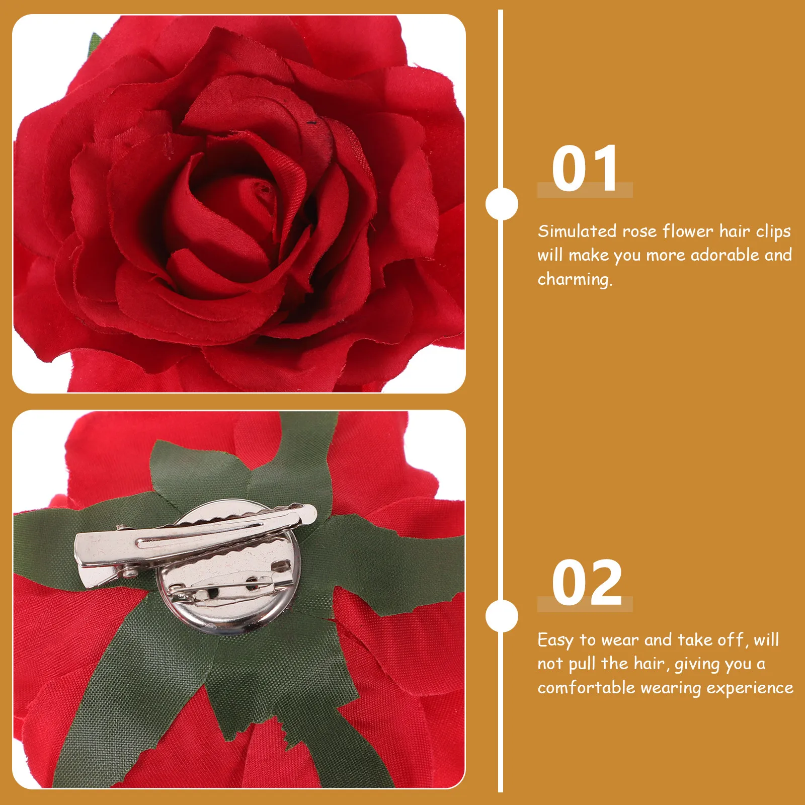 

12Pcs Simulated Rose Flower Hair Clip Red Floral Barrettes for Women Wedding Bridal Hair Accessory Charming Gift