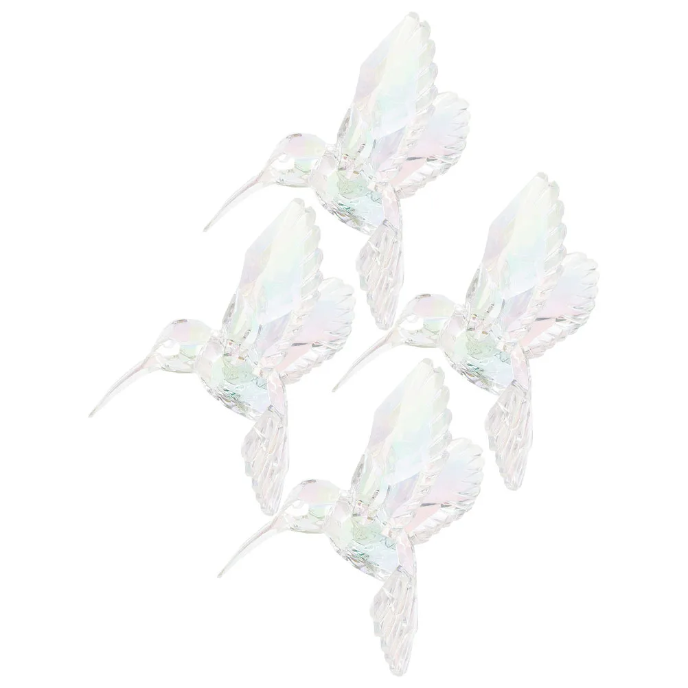 

4pcs Crystal Flying Bird Hanging Ornament Acrylic Hummingbird Pendant For Home Garden Wall Ceiling Decor Birds Modeling Craft